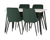 MARLOW & AVERY DINING SET (X4 CHAIRS) - WHITE MARBLE/EMERALD GREEN VELVET