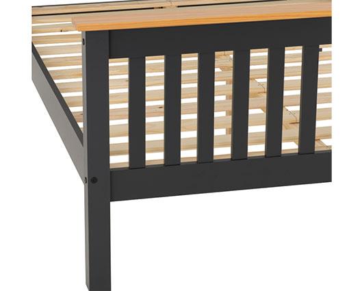 MONACO 4'6" HIGH END BED - DARK GREY/OAK EFFECT