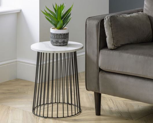 Brooke Round Lamp Table - White Marble