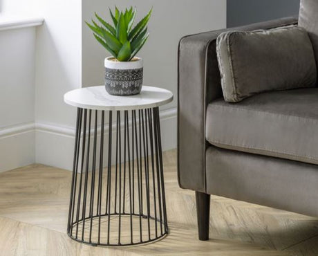 Brooke Round Lamp Table - White Marble