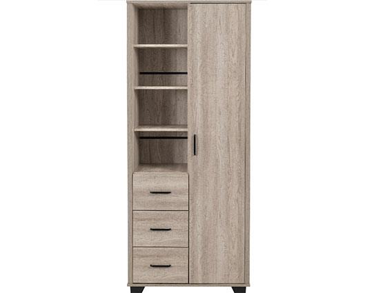 OLIVER 1 DOOR 3 DRAWER OPEN SHELF WARDROBE - LIGHT OAK EFFECT