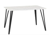 MARLOW & LUKAS DINING SET (X4 CHAIRS) - WHITE MARBLE/SAPPHIRE BLUE VELVET