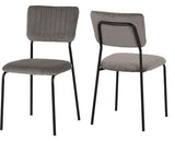 MARLOW & SHELDON DINING SET (X4 CHAIRS) - WHITE MARBLE/GREY VELVET FABRIC