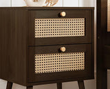 Croxley 2 Drawer Rattan Bedside - Walnut