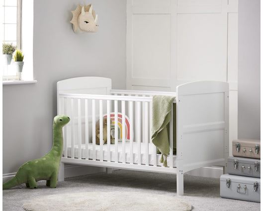 Grace Cot Bed + Fibre Mattress - White