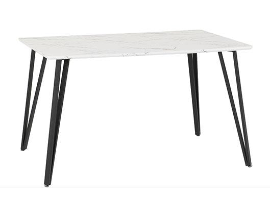 MARLOW & LUKAS DINING SET (X4 CHAIRS) - WHITE MARBLE/GREY VELVET