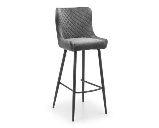 Leena Velvet Bar Stool-Grey