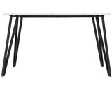 MARLOW & QUEBEC DINING SET (X4 CHAIRS) - WHITE MARBLE/GREY FAUX LEATHER