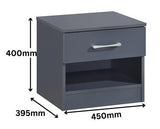 Highbury 1 Drawer Bedside - Dark Grey