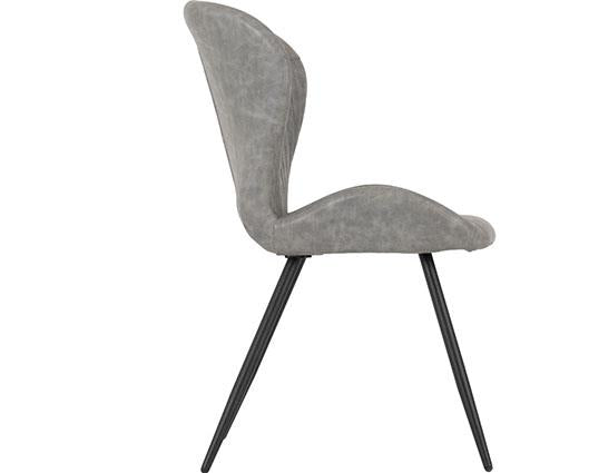 MARLOW & QUEBEC DINING SET (X4 CHAIRS) - WHITE MARBLE/GREY FAUX LEATHER