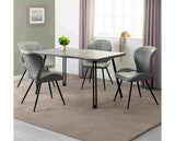 QUEBEC WAVE EDGE DINING SET (X4 CHAIRS) - CONCRETE EFFECT/GREY FAUX LEATHER