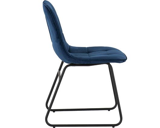 QUEBEC WAVE & LUKAS DINING SET (X4 CHAIRS) - MEDIUM OAK EFFECT/SAPPHIRE BLUE VELVET
