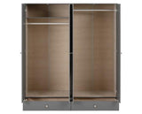 DENVER 4 DOOR 2 DRAWER MIRRORED WARDROBE - GREY GLOSS