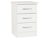 Neptune 3 Drawer Bedside - White Gloss