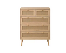 Catalina 5 Drawer Rattan Chest- Oak