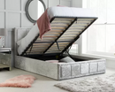 Hannover Double Ottoman Bed - Steel Crushed Velvet