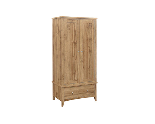 Hounslow 2 Door 1 Drawer Wardrobe- Oak