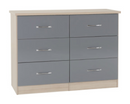Neptune 6 Drawer Chest - Grey Gloss/Light Oak Effect Veneer
