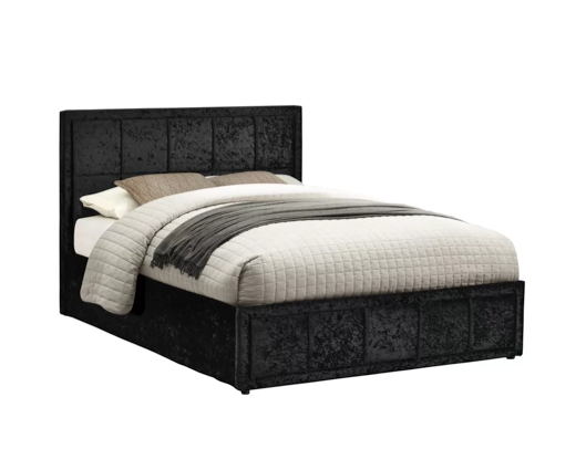 Hannover King Ottoman Bed - Black Crushed Velvet