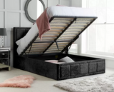 Hannover King Ottoman Bed - Black Crushed Velvet