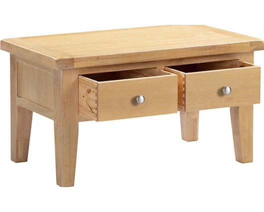 WINDSOR 2 DRAWER COFFEE TABLE - NATURAL OAK