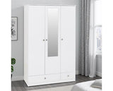 DENVER 3 DOOR 2 DRAWER MIRRORED WARDROBE - WHITE GLOSS