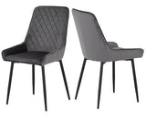 ATHENS ROUND & AVERY DINING SET (X4 CHAIRS) - CONCRETE/GREY VELVET