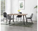 QUEBEC WAVE & LUKAS DINING SET (X4 CHAIRS) - MEDIUM OAK EFFECT/GREY VELVET