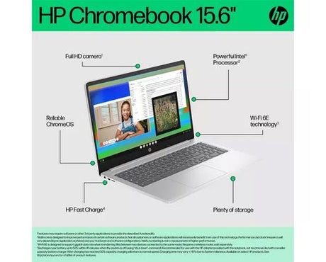 HP 15a-nb0503sa 15.6" Chromebook - Intel® N100, 128 GB UFS, Silver