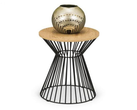 Round Wire Lamp Table - Oak