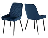 MARLOW & AVERY DINING SET (X4 CHAIRS) - WHITE MARBLE/SAPPHIRE BLUE VELVET