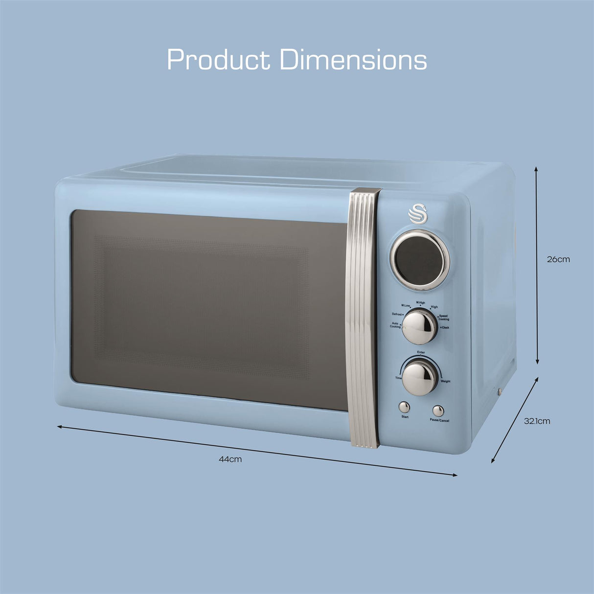 Swan Retro 800W 20L Digital Microwave Blue