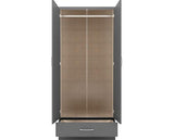 NEVADA MIRRORED 2 DOOR WARDROBE - 3D EFFECT GREY