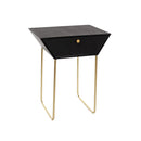 Apollo metal 1 drawer bedside cabinet, black with gold handle and legs
