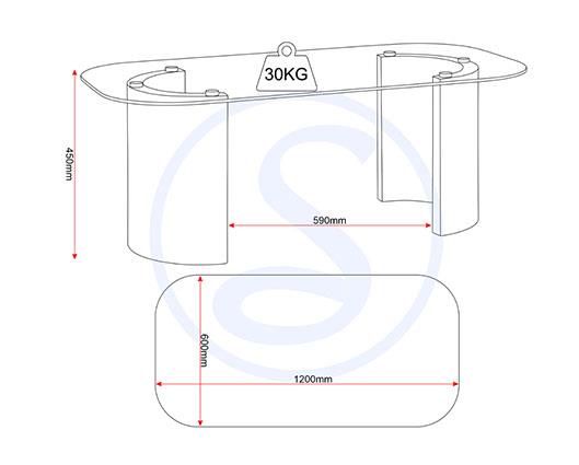 MODENA COFFEE TABLE - CLEAR GLASS/CREAM MARBLE EFFECT