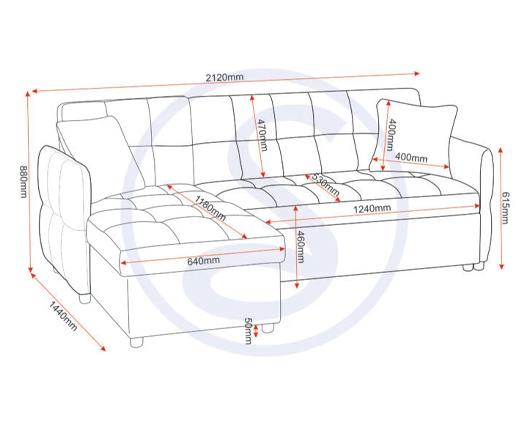 Chelsea Corner Sofa Bed - Silver Grey Fabric