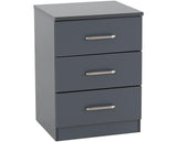 DAKOTA 3 DRAWER BEDSIDE - DARK GREY