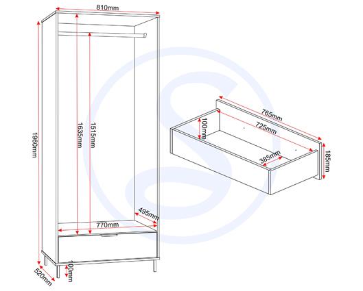 MADRID 2 DOOR 1 DRAWER WARDROBE - GREY/WHITE GLOSS
