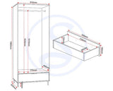 MADRID 2 DOOR 1 DRAWER WARDROBE - GREY/WHITE GLOSS