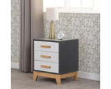CLEVELAND 3 DRAWER BEDSIDE - WHITE/GREY METAL EFFECT