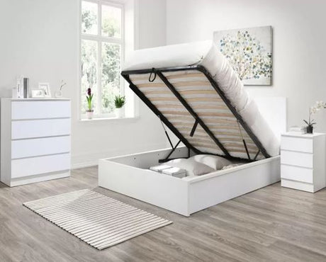 Oslo Double Ottoman Bed - White