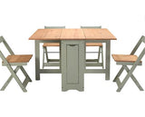 SANTOS BUTTERFLY DINING SET (X4 CHAIRS) - GREEN/DISTRESSED WAXED PINE