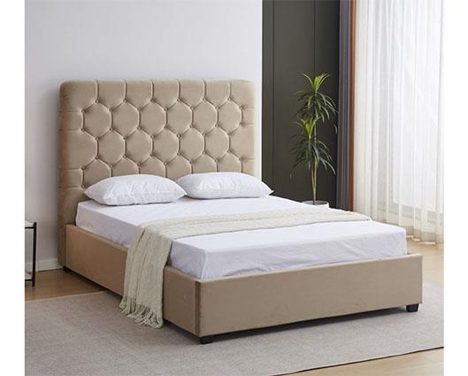MADISON 5' OTTOMAN BED - FAWN VELVET FABRIC