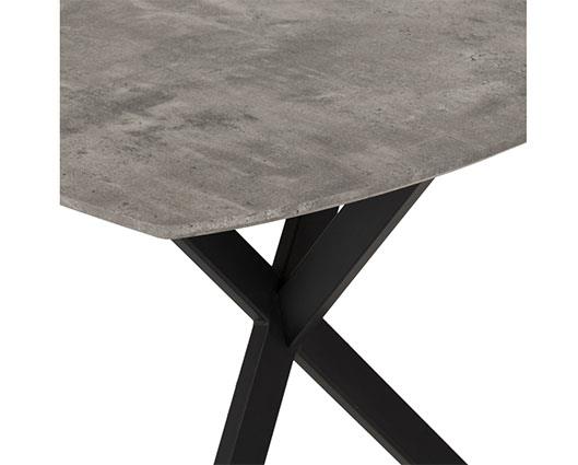 ATHENS RECT & LUKAS DINING SET (X4 CHAIRS) - CONCRETE/SAPPHIRE BLUE VELVET