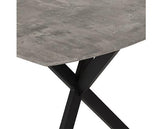 ATHENS RECT & LUKAS DINING SET (X4 CHAIRS) - CONCRETE/SAPPHIRE BLUE VELVET