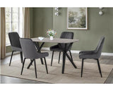 ATHENS RECT & AVERY DINING SET (X4 CHAIRS) - CONCRETE/GREY VELVET