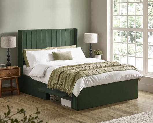 Leila Dual Storage Door Bed Bottle Green - Double