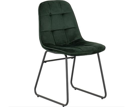 ATHENS RECT & LUKAS DINING SET (X4 CHAIRS) - CONCRETE/EMERALD GREEN VELVET