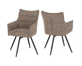 LEWIS CARVER SWIVEL DINING CHAIR (X2 PER BOX) - FAWN FABRIC