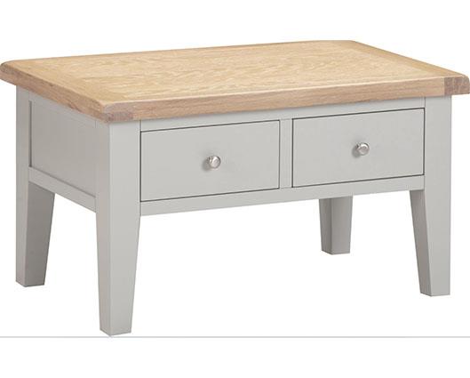 WINDSOR 2 DRAWER COFFEE TABLE - PEBBLE GREY/OAK